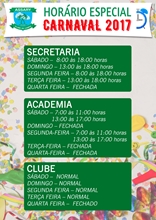 HORÁRIO ESPECIAL CARNAVAL 2017