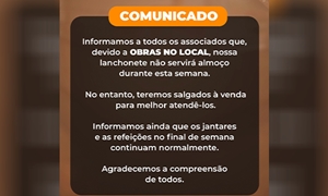 Serviço de ALMOÇO paralisado durante esta semana!