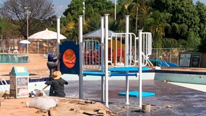 As obras do Playground Aquático